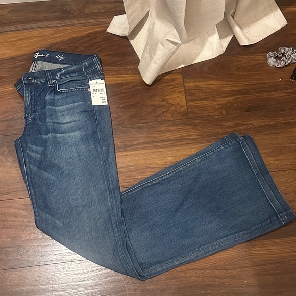 7 For All Mankind Denim - 7 For All Mankind Dark Blue Straight Leg Jeans